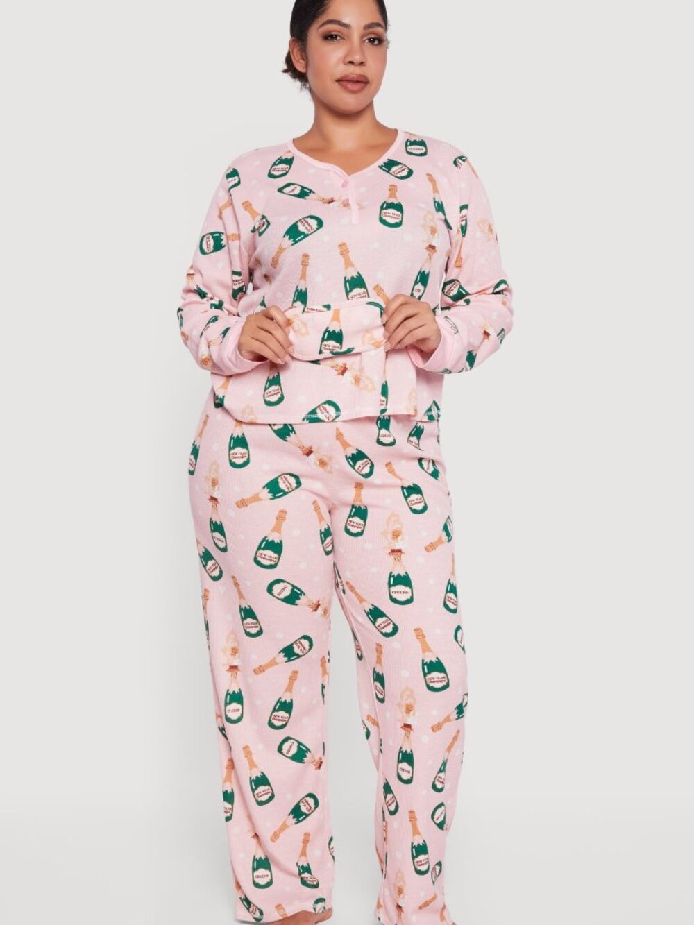 NEW NWT Plus Size Curvy Champagne Siesta Soft Pink Pajamas + Eyemask Gift Set